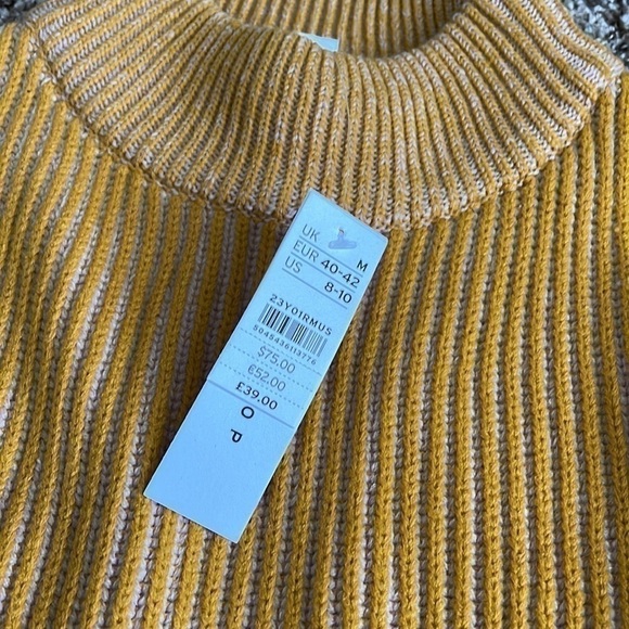 Topshop Womens Sweater Mustard Waffle Knitted Funnel Neck Ribbed Size 8/10 - Picture 5 of 8